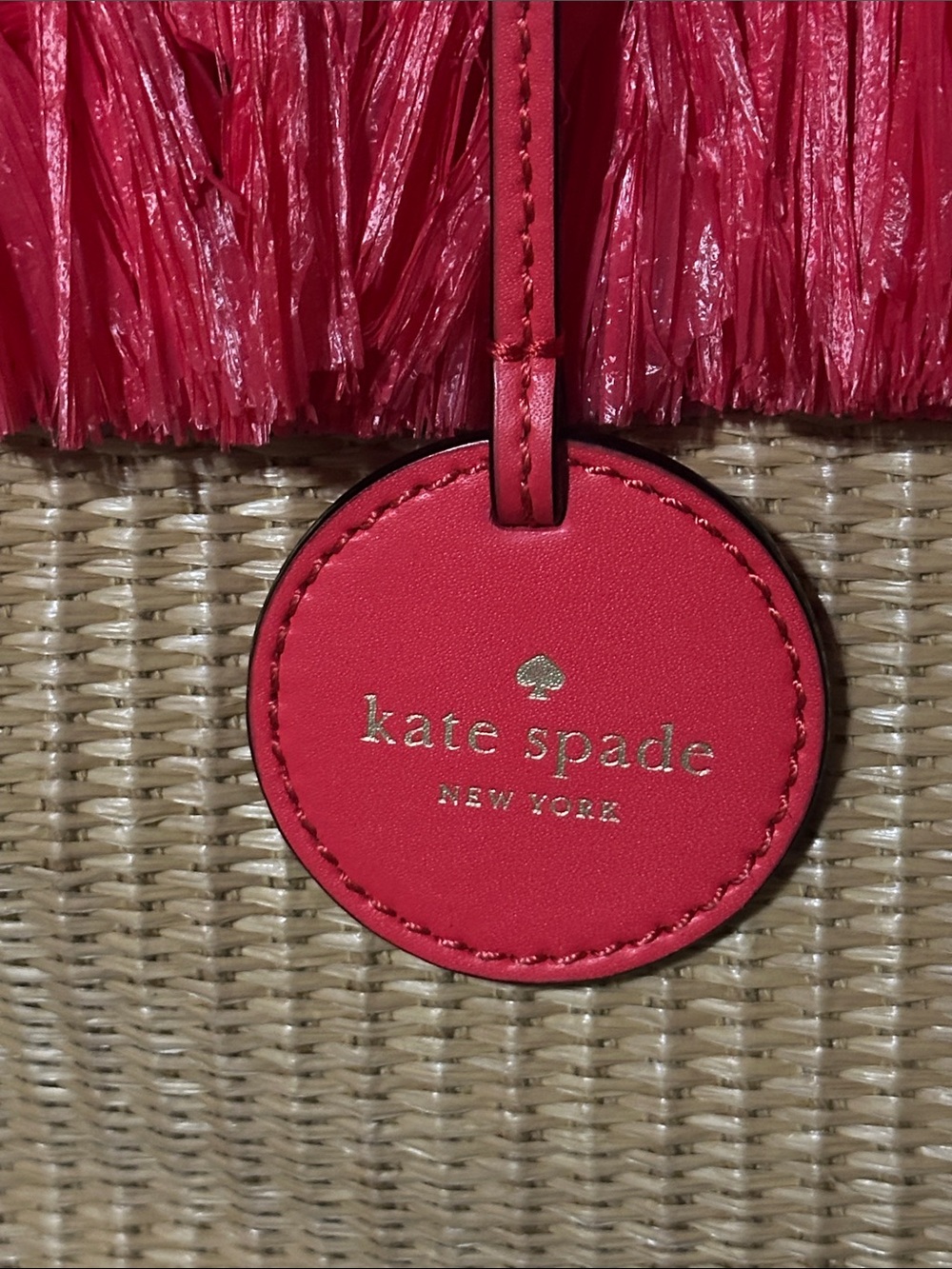 kate spade New York Anabette Straw Fringe Tote in Red, Orange, Pink - Picture 2 of 5
